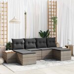 vidaXL Ensemble de canapé de jardin avec coussin 6 Pièces Gris Poly rotin
