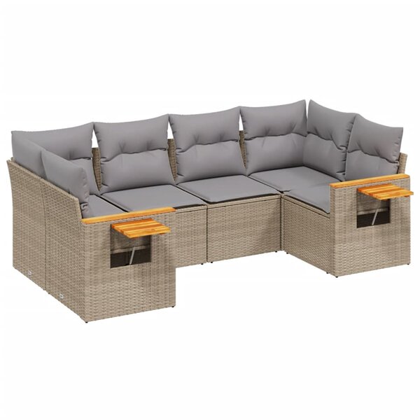 vidaXL Salon de jardin avec coussins 6 Pièces beige résine tressée