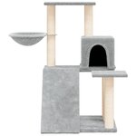 vidaXL Arbre à chat avec griffoirs en sisal Gris clair 82 cm