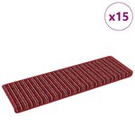 vidaXL Tapis d'escalier auto-adhésifs Rayé 15 Pièces Rouge 65 x 21 x 4 cm