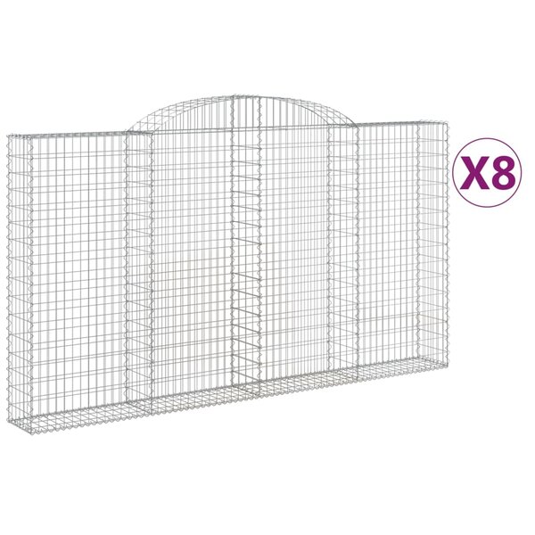 vidaXL Paniers à gabions arqués 8 Pièces 300x30x160/180 cm fer galvanisé