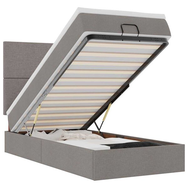 vidaXL Lit ottoman avec matelas et LED taupe 90x200 cm tissu