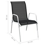 vidaXL Mobilier de salle à manger d'extérieur 9 Pièces Acier Noir