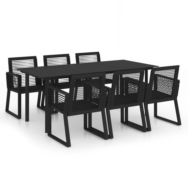 vidaXL Salon de jardin 7 Pièces Rotin PVC Noir