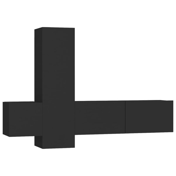 vidaXL Ensemble de meubles TV 3 Pièces Noir Bois d'ingénierie