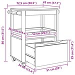 vidaXL Chariot de cuisine FLORO Cire marron 72 5 x 45 x 80 cm