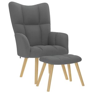 vidaXL Chaise de relaxation avec repose-pied Gris foncé Tissu