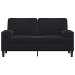 vidaXL Canapé 2 places avec oreillers décoratifs noir 140 cm velours