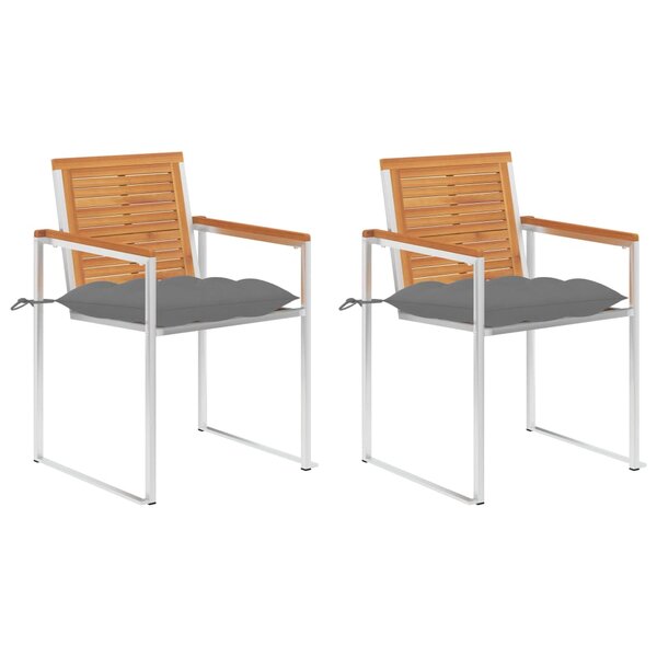 vidaXL Chaises de jardin avec coussins lot de 2 Acacia solide et acier