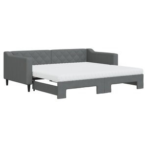 vidaXL Lit de jour avec gigogne et matelas gris foncé 90x190 cm tissu