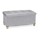 Banquette de rangement en velours matelassée 34 x 76 x 38 cm espace de stockage polyvalent style moderne en velours gris 13_0010924