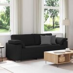 vidaXL Sofa 3 places Noir 220 cm tissu