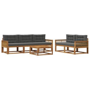 vidaXL Ensemble de canapés d'extérieur 6 Pièces Naturel et Anthracite
