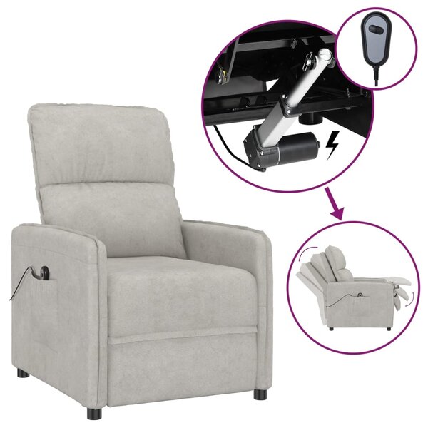 vidaXL Fauteuil inclinable électrique Gris clair Tissu microfibre