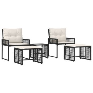 vidaXL Ensemble de meubles d'extérieur 5 pc Noir et Blanc