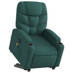 vidaXL Fauteuil inclinable de massage Vert foncé Tissu