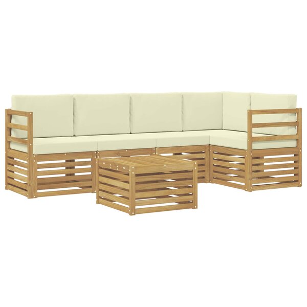 vidaXL Ensemble de canapés d'extérieur 6 pc Blanc et crème Polyester