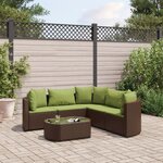 vidaXL Salon de jardin avec coussins 6 Pièces marron résine tressée
