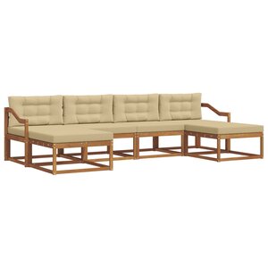 vidaXL Ensemble de canapés d'extérieur 6 pc Naturel et Beige