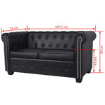 vidaXL Canapé Chesterfield à 2 places cuir synthétique noir