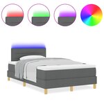 vidaXL Lit à ressorts avec matelas et LED gris foncé 120x190 cm en tissu