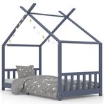 vidaXL Cadre de lit d'enfant Gris  Bois de pin massif 90 x 200 cm