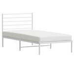 vidaXL Cadre de lit métal sans matelas avec tête de lit blanc 75x190cm