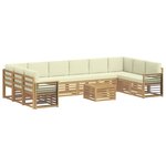 vidaXL Ensemble de canapés d'extérieur 11 Pièces Blanc et crème Polyester