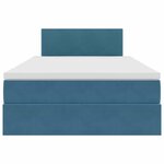 vidaXL Lit de Rangement avec matelas Bleu foncé 120 x 200 cm Velours