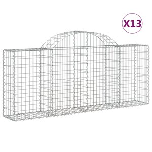 vidaXL Paniers à gabions arqués 13 Pièces 200x30x80/100 cm Fer galvanisé