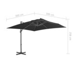 vidaXL Parasol déporté avec mât en aluminium 3x3 m noir