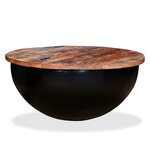 vidaXL Table basse Bois de récupération massif Noir Forme de bol