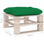 vidaXL Repose-pied palette de jardin avec coussin vert bois de pin