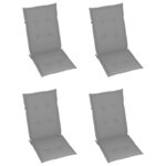 vidaXL Chaises de jardin lot de 4 avec coussins gris Bois teck solide