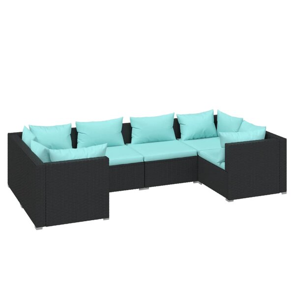 vidaXL Salon de jardin 6 Pièces avec coussins résine tressée noir