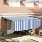 vidaXL Auvent Rétractable Bleu et blanc 450 × 300 cm tissu