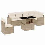 vidaXL Salon de jardin avec coussins 7 Pièces beige résine tressée
