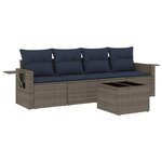 vidaXL Salon de jardin 5 Pièces avec coussins gris résine tressée