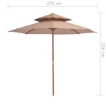 vidaXL Parasol à deux étages avec mât en bois 270 cm taupe