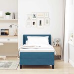 vidaXL Lit à ressorts avec matelas Bleu foncé 200 x 90 cm Polyester