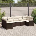 vidaXL Ensemble de canapé de jardin 7 Pièces Marron Poly rotin