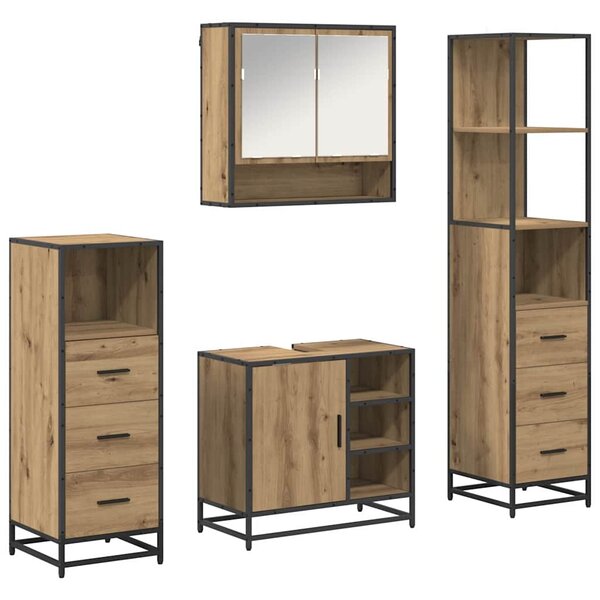 vidaXL Ensemble de mobilier de salle de bain 4 Pièces Chêne artisanal