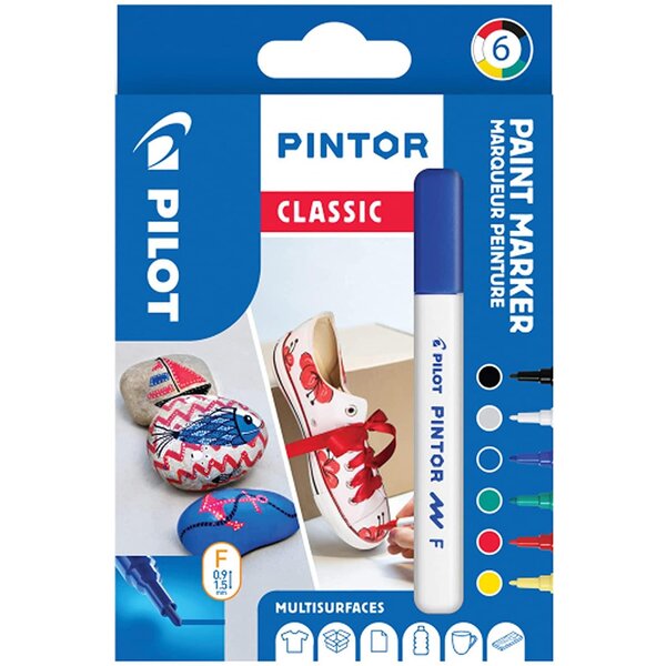 Etui de 6 marqueurs à pigment pintor pointe fine 'classic mix' pilot