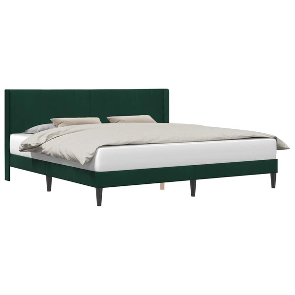 vidaXL Cadre de lit avec tête de lit Vert foncé 180 x 200 cm Velours