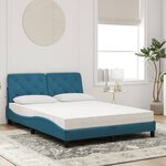 vidaXL Lit avec matelas bleu 140x200 cm velours