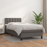vidaXL Sommier à lattes de lit avec matelas Gris 100x200 cm Similicuir
