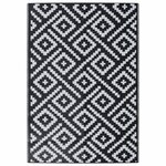 vidaXL Tapis d'extérieur blanc et noir 140x200 cm PP