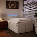 vidaXL Sommier à lattes de lit avec matelas Blanc 120x200cm Similicuir