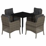 vidaXL Ensemble à manger de jardin 5 Pièces coussins gris résine tressée