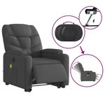 vidaXL Fauteuil inclinable de massage électrique Gris foncé Tissu